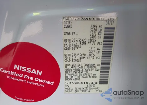 2017 Nissan Murano Platinum из США, поврежденный, VIN 5N1AZ2MH8HN187486